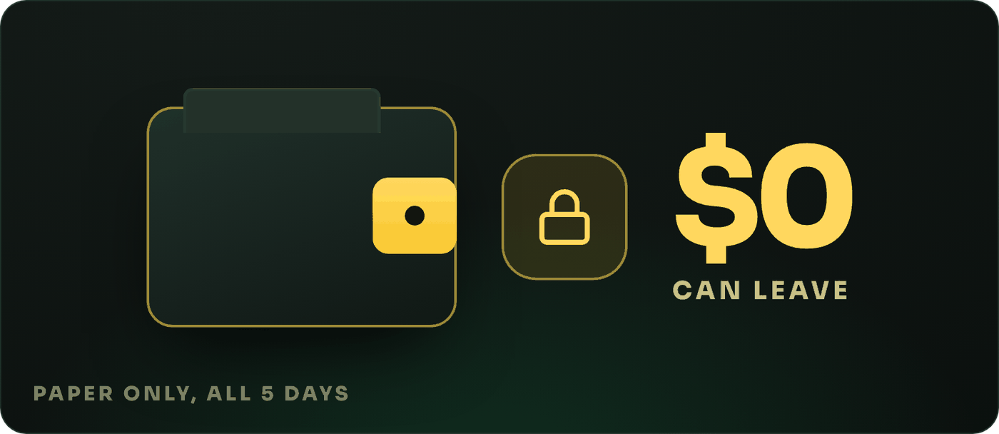 A shut wallet with a padlock on it and a big zero: nothing can leave