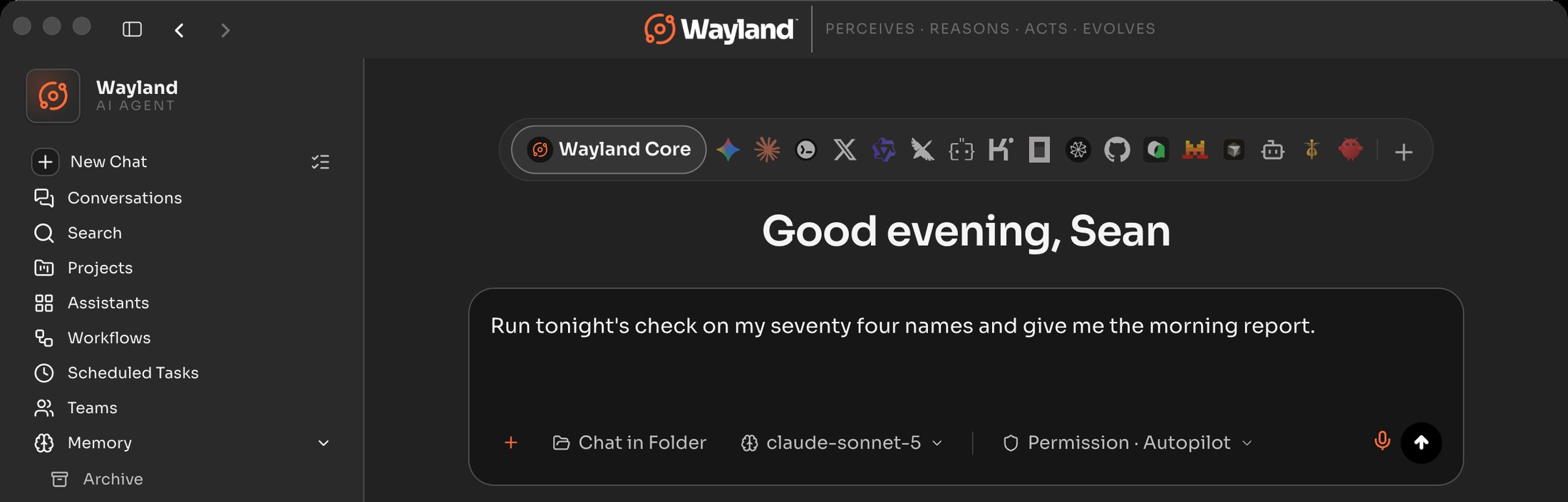 Wayland running on the desktop with a trading instruction typed into it